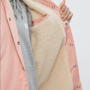 Wood Wood Pink coach jacket, shearling lined.